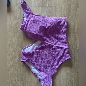Purple stretchy bathing suit